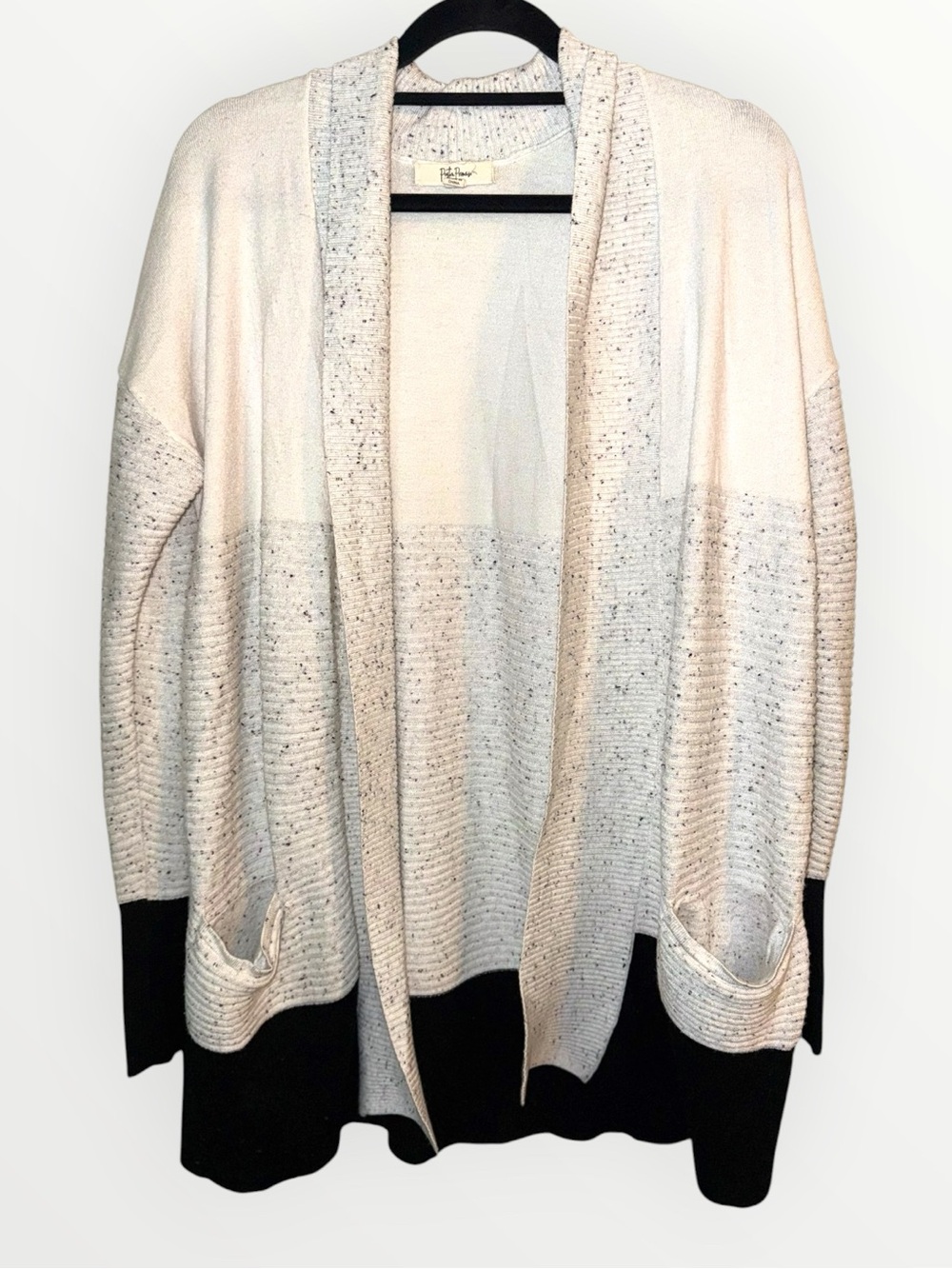 🌺Peyton Primrose Open-Front Two-Tone Cardigan Sweater - White and Black